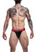 CUT4MEN - Jockstrap Rugby Noir-Rose neon