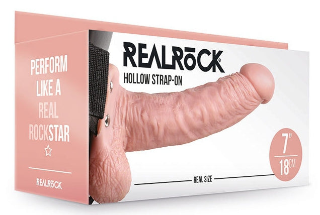 Real Rock - Gode ceinture creux Hollow Strap On RealRock 18 x 4.5cm