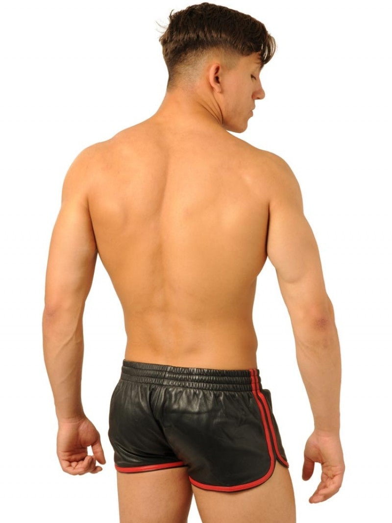 MK TOYS - Short en cuir Fist Noir-Rouge