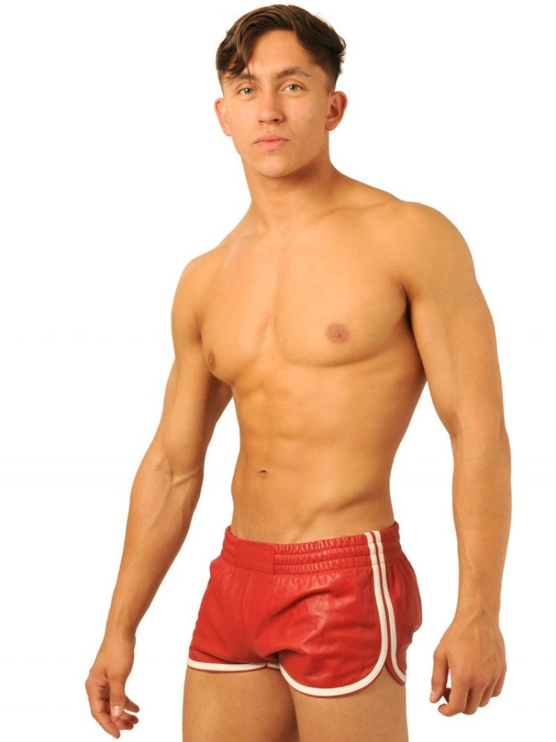 MK TOYS - Short en cuir Fist Rouge-Blanc
