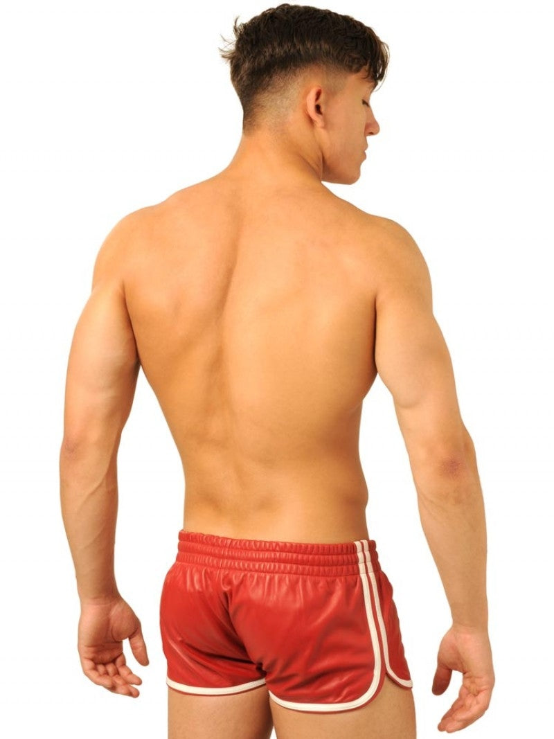 MK TOYS - Short en cuir Fist Rouge-Blanc