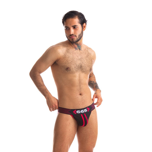 665 - Jockstrap Rally Noir-Rose