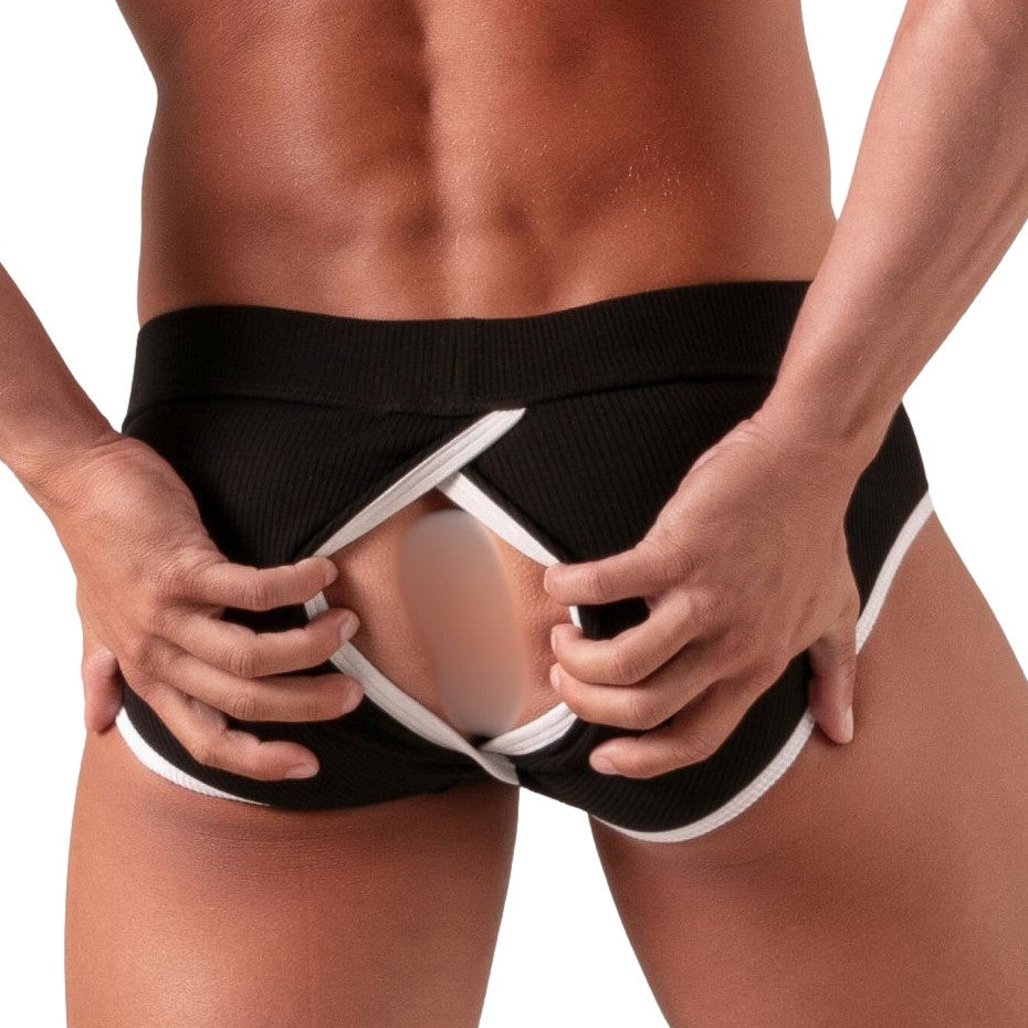 ABSOLU MALE - Slip Versatile Open Noir-Blanc