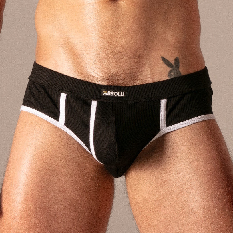 ABSOLU MALE - Slip Rib Open Noir