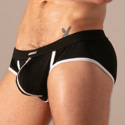 ABSOLU MALE - Slip Rib Zip Noir