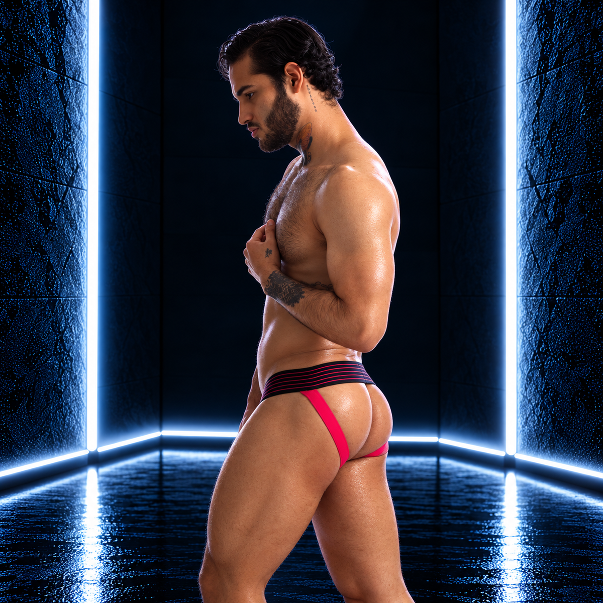 665 - Jockstrap Rally Noir-Rose