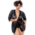 Peignoir en dentelle grande taille Mapalé avec string assorti