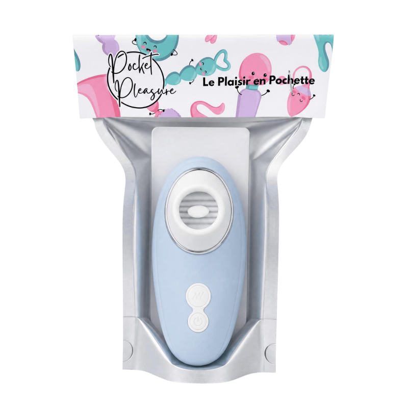 POCKET PLEASURE - Stimulateur Clitoridien à Langue Bleu 1 dosette de lubrifiant