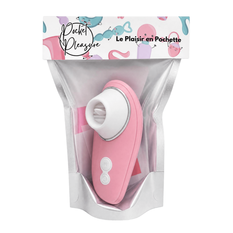 POCKET PLEASURE - Stimulateur Clitoridien à Langue Rose 1 dosette de lubrifiant